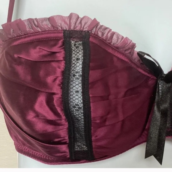 *NWOT* Spoylt Luxury Silk Pleated Ruffle Balconette Bra - 34D - Picture 8 of 8